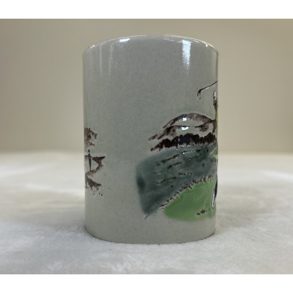 Vintage Otagiri Male Golfer Ceramic Embossed Stoneware Coffee Cup Bnfts Charity - Picture 4 of 10